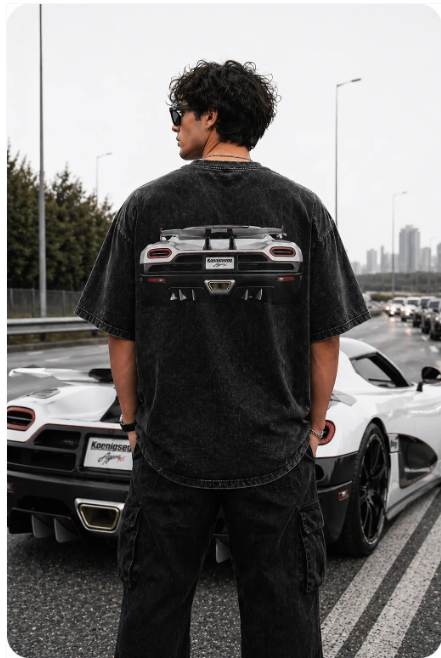 Unisex Acid Washed Oversized Black T-shirt(100% Cotton,240 GSM)